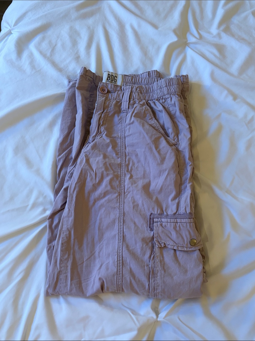 BDG Women’s Lavender Cargo Pants with Elastic Waistband Size S